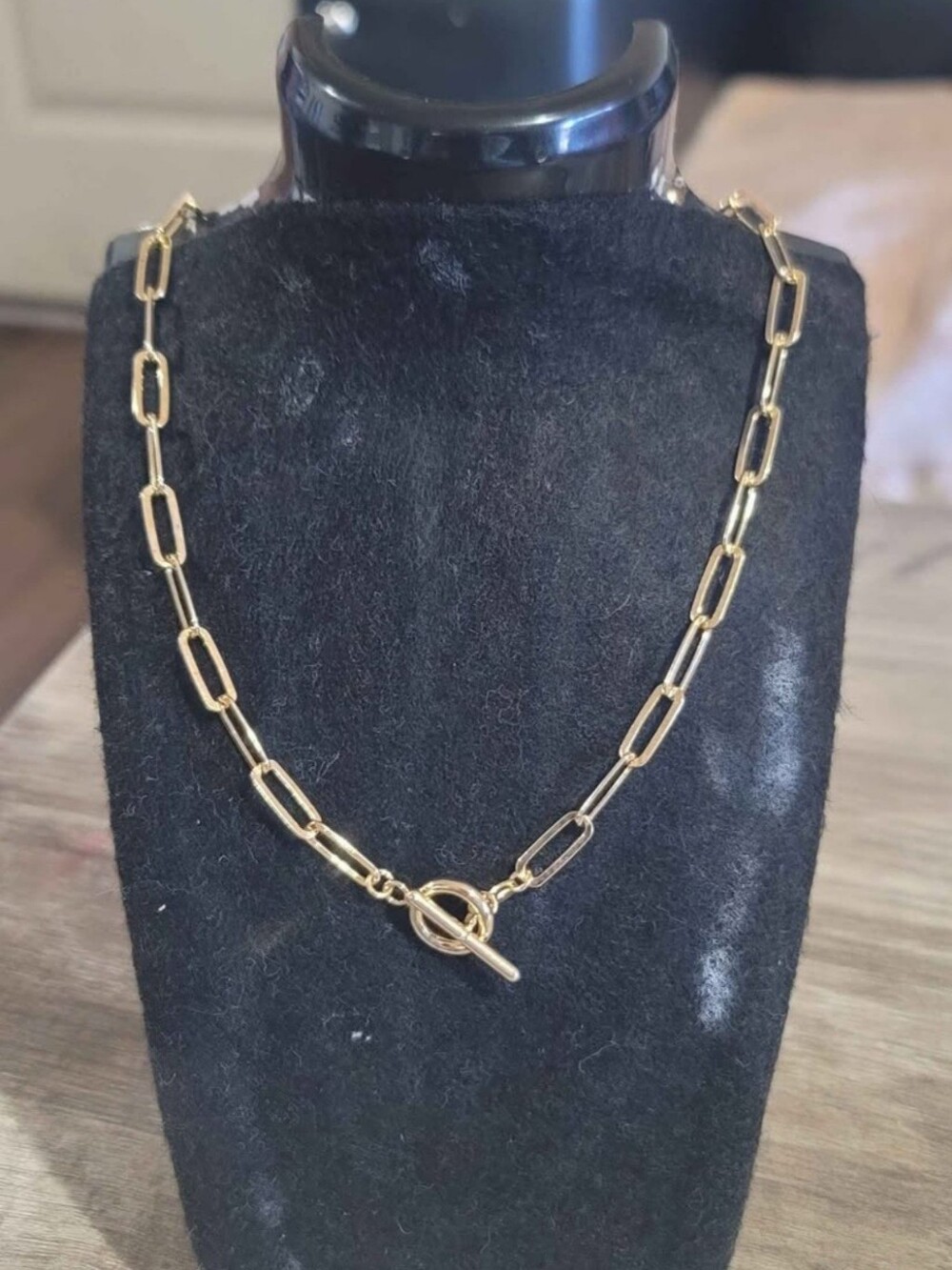 Sterling Silver Gold Link Chain Necklace with Toggle Clasp - Women's Jewelry